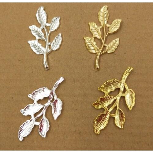 SEA MEW 20 PCS 21*41mm Fashion Metal Alloy Gold Silver color Leaf Connectors Charm For Jewelry Making