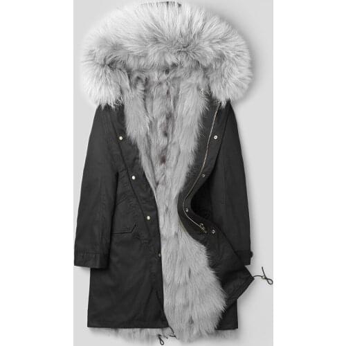 Real Fur Coat Winter Jacket Men Natural Fox and Mink Fur Liner Parka Men Raccoon Fur Collar Luxury Warm Parkas Plus Size MY1870