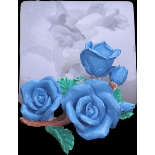 Rose Flower Fondant Silicone Mold DIY Car Aromatherapy Decoration 15-1005