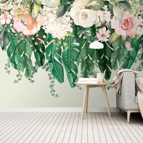 Custom Modern Art Plant Flower Green Leaf Photo Wall Mural Study Living Room Bedroom Restaurant Decoration Papel De Parede 3D