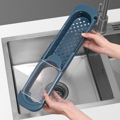 1 Piece Telescopic Sink Shelf Kitchen Sink Organizer Soap Sponge Rack Sink Drain Rack Storage Basket Kitchen Gadget Accessories
