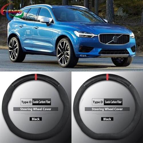 Four Seasons Universal Non-Slip Carbon Fiber Suede Steering Wheel Cover For Volvo XC60 Car Interior Accessories