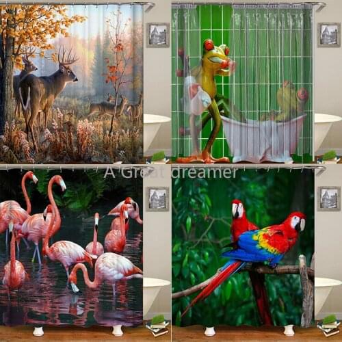 3D Animal Parrot Horse Frog Shower Curtain Color Waterproof Curtain Blackout Curtain For Bathroom Home Decor Cortinas