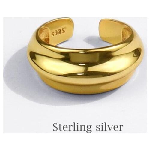 Sole Memory Irregular Geometry Simple Creativity 925 Sterling Silver Female Resizable Opening Rings SRI747