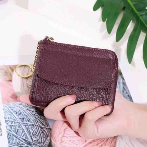 Cowhide Ladies Wallet Multi-Function Coin Purse Retro Mini Zipper Coin Bag Short Card Holder Large-Capacity Change Storage Bag