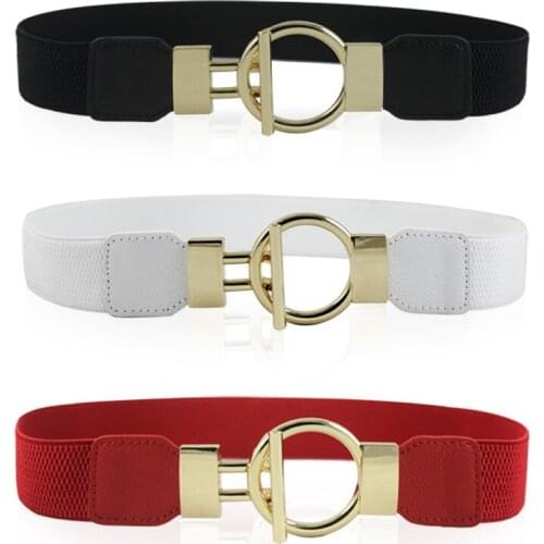 Surprise Price Women Elastic Belt HOT Black Waistband Wide Elegant Gold Buckle Cummerbunds For Women Dress Wedding Cummerbunds