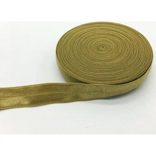 5 Yards 5/8"(15mm) Gold Multirole Fold Over Elastics Spandex Satin Band DIY Lace Sewing Trim