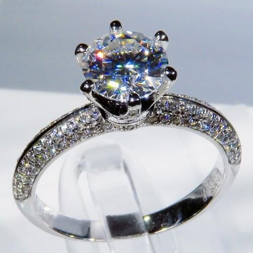 14K AU585 White Gold Women Ring Moissanite Diamonds 1 2 3 4 5 Carat Classic Wedding Party Engagement Anniversary Ring Trendy