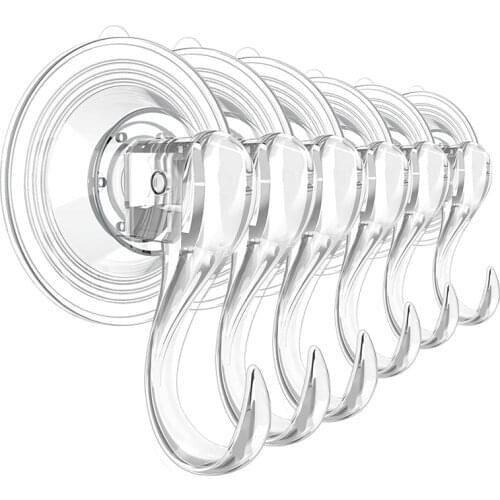 2Pcs Suction Cup Hooks Clear Reusable Heavy Duty Vacuum Suction Cup Hooks Glass Kitchen Bathroom Towel Hooks