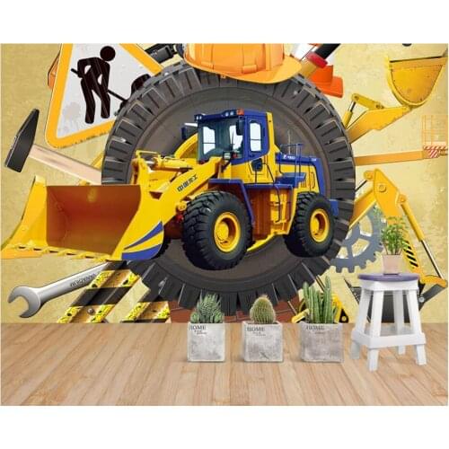 WDBH custom photo 3d wallpaper Retro yellow engineering vehicle building home decor living room wallpaper for walls 3 d painting