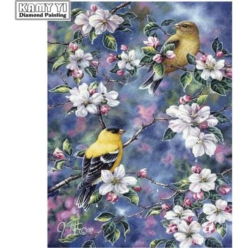 5d diy diamond painting bird flower pattern full square diamond embroidery animal kit 3d diamond mosaic sticker