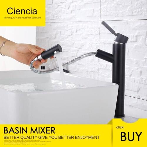 Free Shipping Brass Kitchen Faucet Black Kitchen Mixer Deck Mounted KitchenTap Pull out Kitchen Faucet For Bathroom