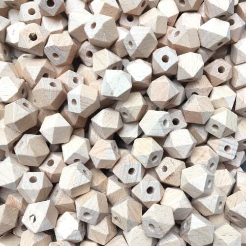 100pcs 12mm-14mm-16mm Natural Organic Beech Wooden Hexagon Beads Spacer
