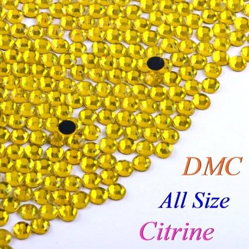 Citrine Color DMC Hotfix Rhinestone SS6 SS10 SS16 SS20 SS30 Glass Crystals Stones Hot Fix Iron-On FlatBack With Glue