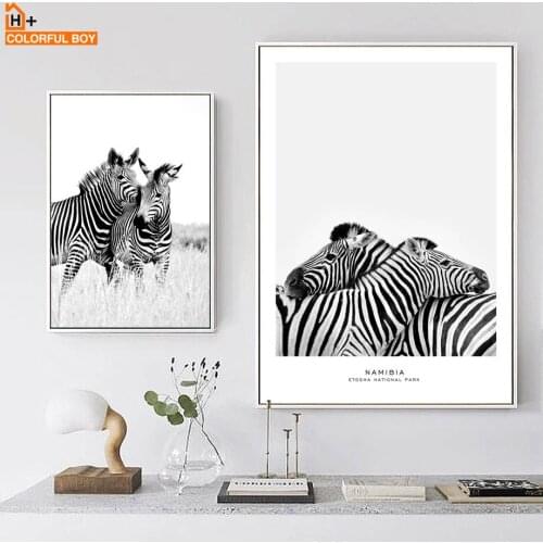 COLORFULBOY Wall Art Print Zebra Black White Nordic Posters And Prints Canvas Painting Wall Pictures For Living Room