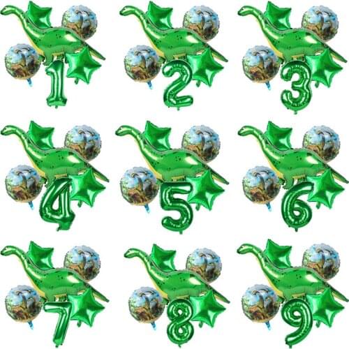 Big Dinosaur Foil Balloons 40inch Green Number Balloons Dinosaur Party Kids Dino Theme Birthday Jungle Party Decoration Globos