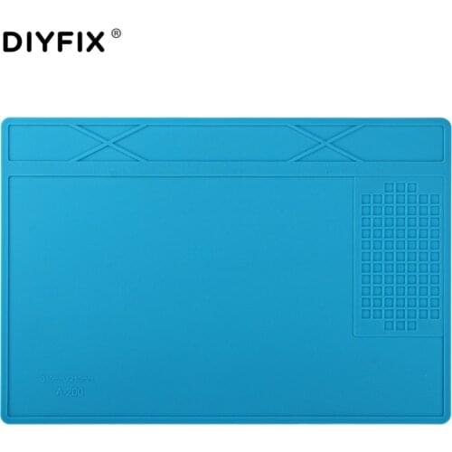 DIYFIX 31x21cm Heat Insulation Silicone Pad Desk Mat Maintenance Platform for BGA Soldering Repair Station with Screw Position