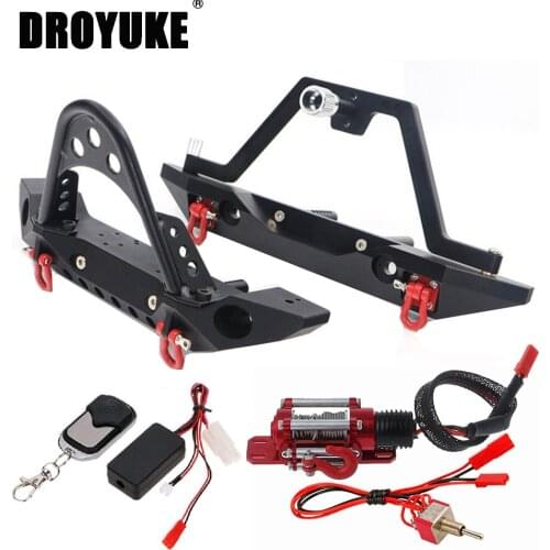 Droyuke hot sale metal stinger front bumper electric winch spare tire bracket for 1/10 RC tracked vehicle TRX4 axial SCX10 90046