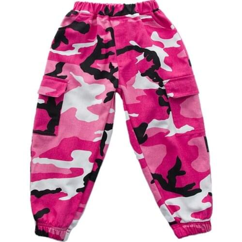 Grey Pink Camouflage Pants Kids Hip Hop Dance Clothing for Girls Jazz Pants Costumes Ballroom Dancing Clothes Outfits