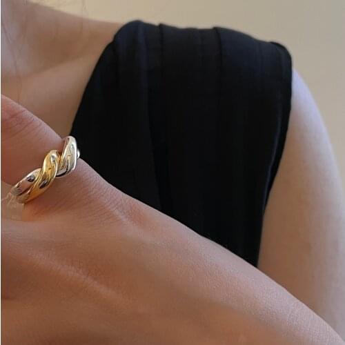 Brass With 18 K Gold 2 Tone Twist Heart Ring Women Jewlery Designer T Show Club Cocktail Party Rare Japan Korean