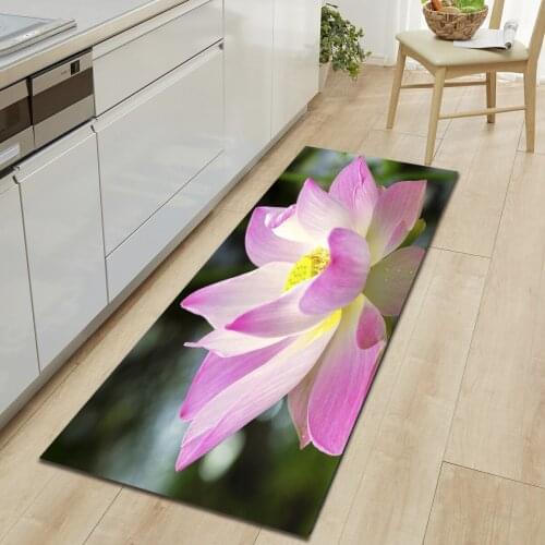 Kitchen Washable Rugs Floral Printed Home Living Room Bedroom Carpet Hallway Bathroom Mat Absorbent Rugs Washable Floor Mats