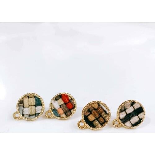 Round Wool Stuff Stud Earring Accessories Pendant Necklace Supplies for Jewelry Making Accessories Components 6pcs KP2086