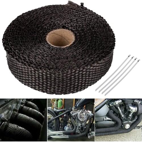 5M Exhaust Pipe Heat Wrap Tape Roll Fiberglass Heat Shield Header Motorcycle Thermal Protection +4 Ties Kit Exhaust Pipe Insulat