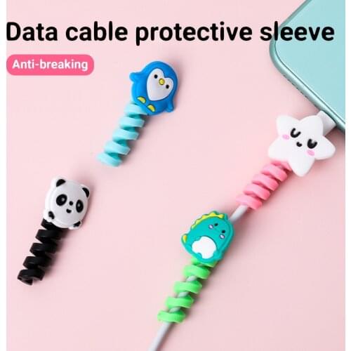 Lovely Cartoon Charger Cable Protector Pipeline Bracket Cute Data Cable Protective Cover Earphone Cable Protector For iPhone 12