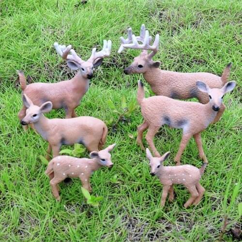 Simulation Animal Model Figure Plastic Small Deer Miniature Educational Toy Deer Ornaments Home Desk Decoration Kids Gift