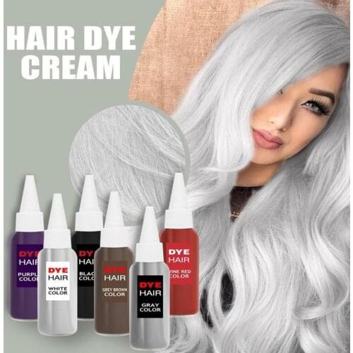 Nature Permanent Super Hair Dye Cream Fashion Smoky Gray Punk Style Light Gray Silver Purple Black Red Color Girls Beauty Hair