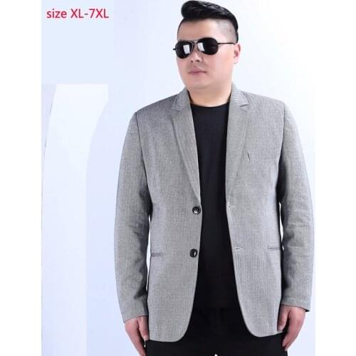 New Arrival High Quality Men Autumn Cotton Linen Extra Large Suit Jacket Single Breasted Casual Blazer Men Plus Size XL-6XL 7XL