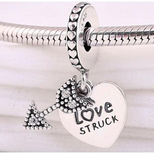 Original Love Struck With Crystal Pendant Beads Fit 925 Sterling Silver Bead Charm Women Bracelet Diy Jewelry