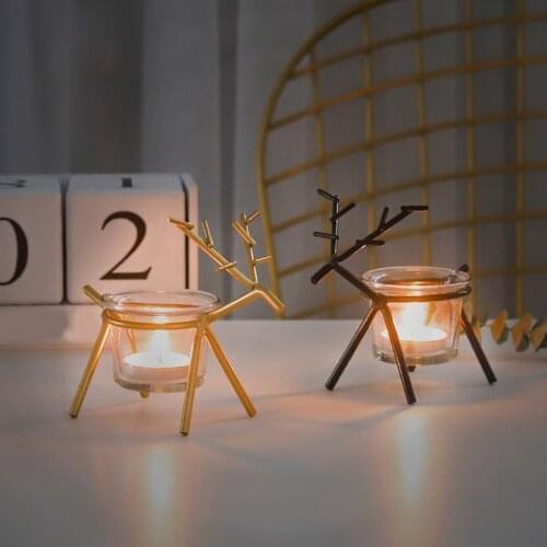 Candle Holder With Cup Cute Deer Shape Candle Stand Tealight Holder Universal For Home Bar Restaurant Decoration Perfect Gifts