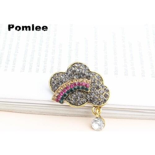 Pomlee Rhinestone Rainbow Brooches For Women Cute 2-color Cloud Party Office Casual Brooch Pins Gifts