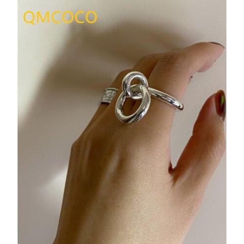 QMCOCO 925 Silver Engagement Rings For Women New Fashion Creative Circle Pendant Birthday Party Jewelry Gifts