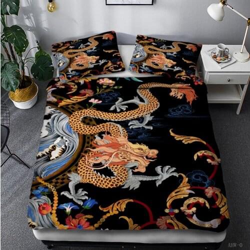 Luxury Dragon Printing Duvet Cover 3D Quilt Cover Fey Bedding Set Queen King Size Comforter Cover Set Unique Artist Bedclothes