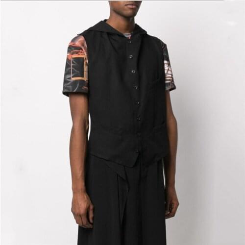 S-6XL!!2020 The new summer-Spring European and American trend, slim and slim individual jacket for men with hooded waistcoat