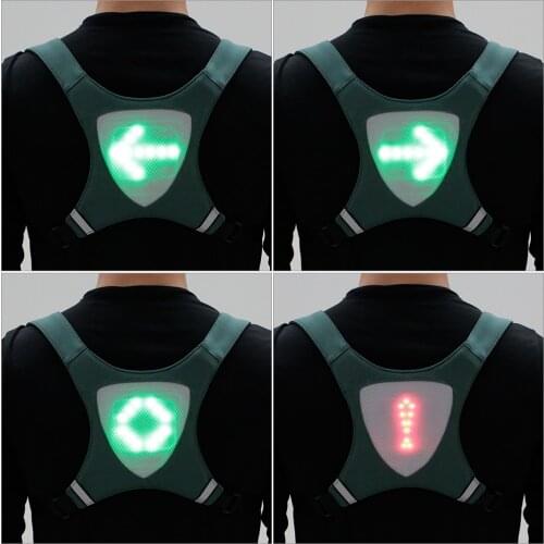 LED Wireless cycling vest Bicycle Reflective Warning Vests with LED Turn Signal Light Remote Control Safety Bag for Cycling