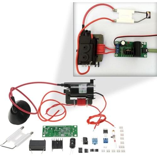 20KV ZVS Tesla Coil Booster High Voltage Generator Plasma Music Arc Speaker Kits Driver Board DIY + Ignition Coil + Spray Point