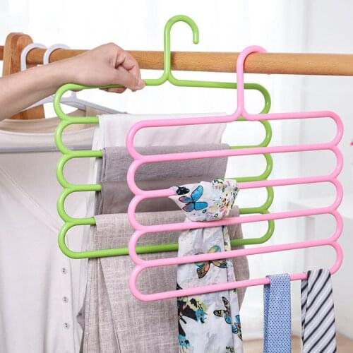 Pants Hangers 5 Layers Magic Closet Organizer Holders Trousers Hangers for Clothes Storage Rack Wardrobe Space Saver
