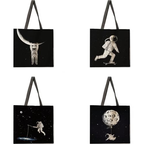 Space Walk Tote Bag Ladies Shoulder Bag Foldable Shopping Bag Outdoor Beach Bag Ladies Handbag