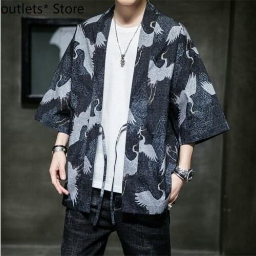 Japanese Kimono Mens Summer Fashion Printed Jacket Casual Party Cardigan Sunscreen Yukata Yukata Harajuku Streetwear