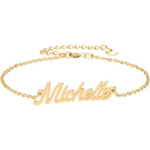 Michelle Name Bracelet Women Girl Jewelry Stainless Steel 18k Gold Plated Nameplate Pendant Femme Mother Girlfriend Best Gift