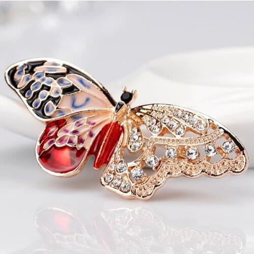 1Pc Butterfly Brooches Animal Pins Men And Womens Metal Rhinestone Insects Banquet Wedding Brooch Gifts