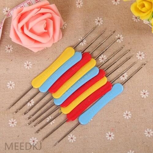 1pcs double-headed crochet sweater wool crochet hook with plastic handle metal hook shoe hook wool crochet