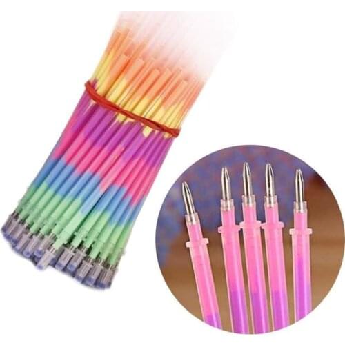 10pcs/lot Multi Color Rainbow Refill Highlighters Gel Pens Ball Point Pen Students Painting Graffiti Fluorescent Refills