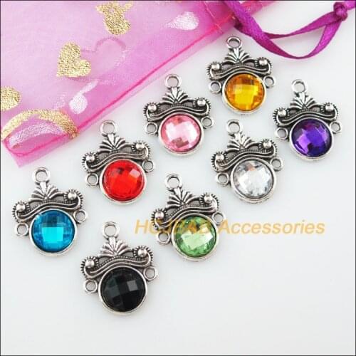 16 New Flower Acrylic Connectors Mixed Charms Tibetan Silver Tone Pendant 18x23mm