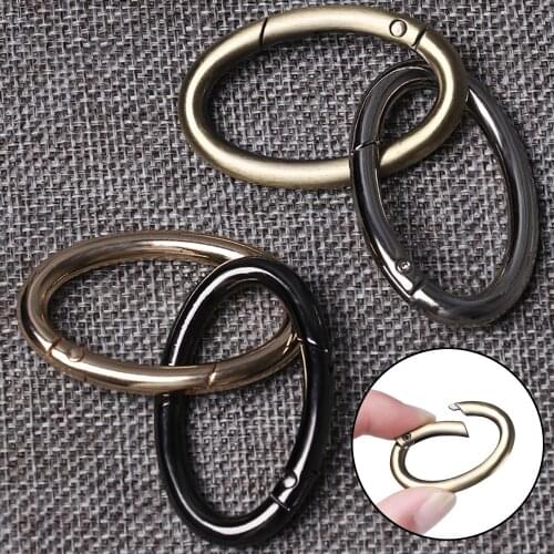 2Pcs New Zinc Alloy Plated Gate Spring Oval Ring Buckles Clips Carabiner Purses Handbags Oval Push Trigger Snap Hooks Carabiners