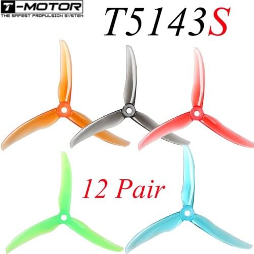 24pcs/12Pairs T-motor T5143S 5143 V2 5inch Propeller tri-blade Propeller compatible POPO for FPV Racing freestyle Drone indoor