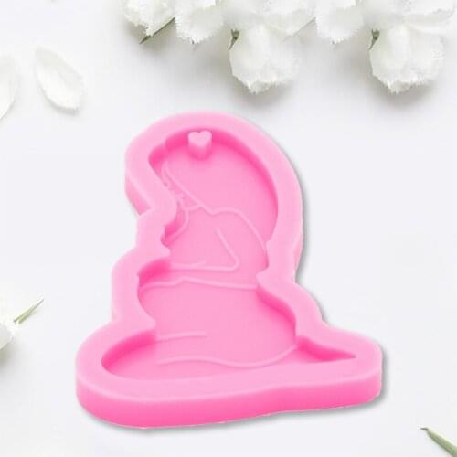 U90E 3 Pcs Epoxy Resin Mold Thanksgiving Theme Pregnant Women Keychain Silicone Mould
